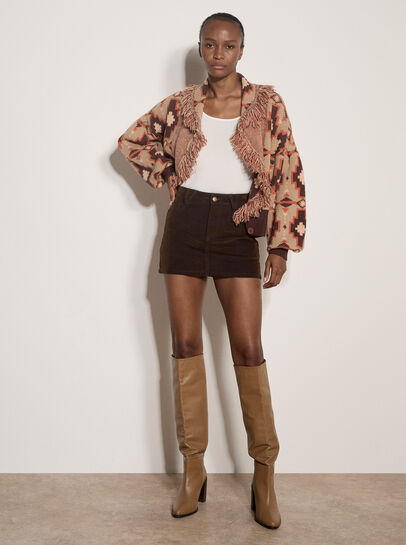Velvet Denim Mini Skort