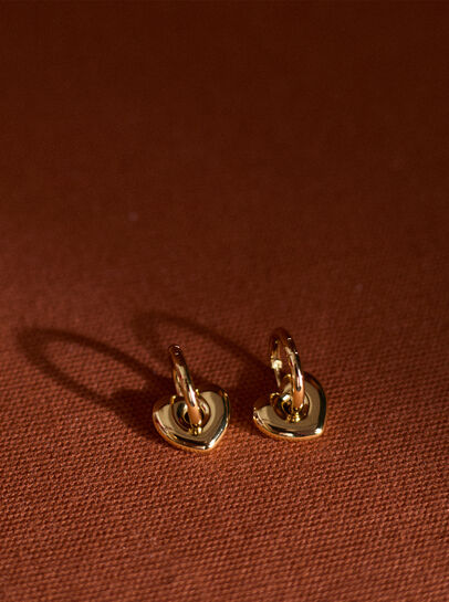 Gold Tone Heart Cuff Earrings