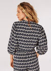 Geo Shell Cropped Top, Navy, large