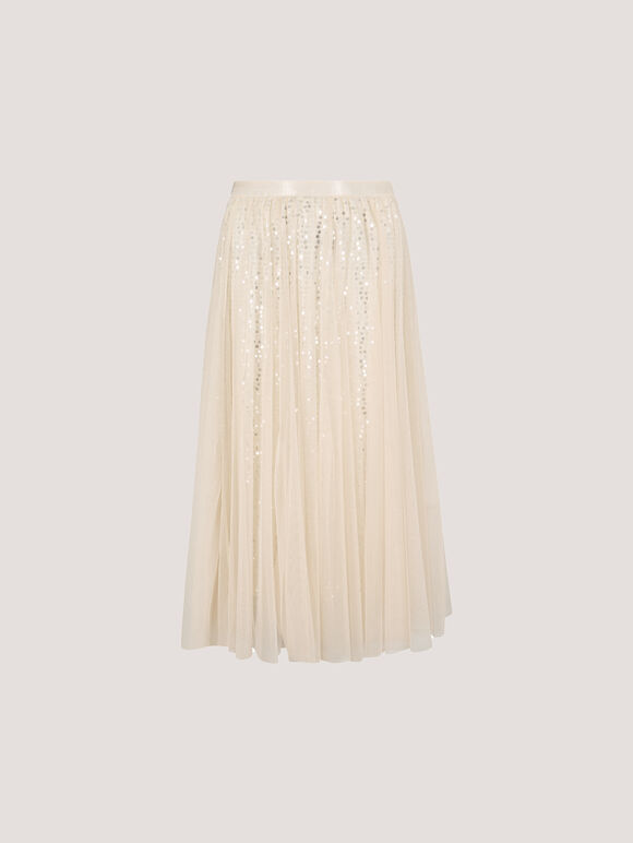 Sequin Tulle Midaxi Skirt, Stone, large