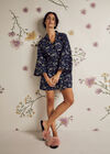Botanical Print Tie Waist Kimono, Navy, large