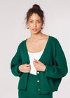 Ribbed Knit Reversible Cardigan Top, Green, large