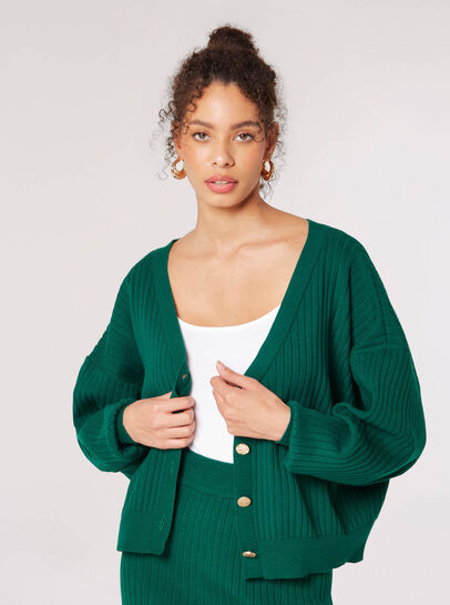 Ribbed Knit Reversible Cardigan Top