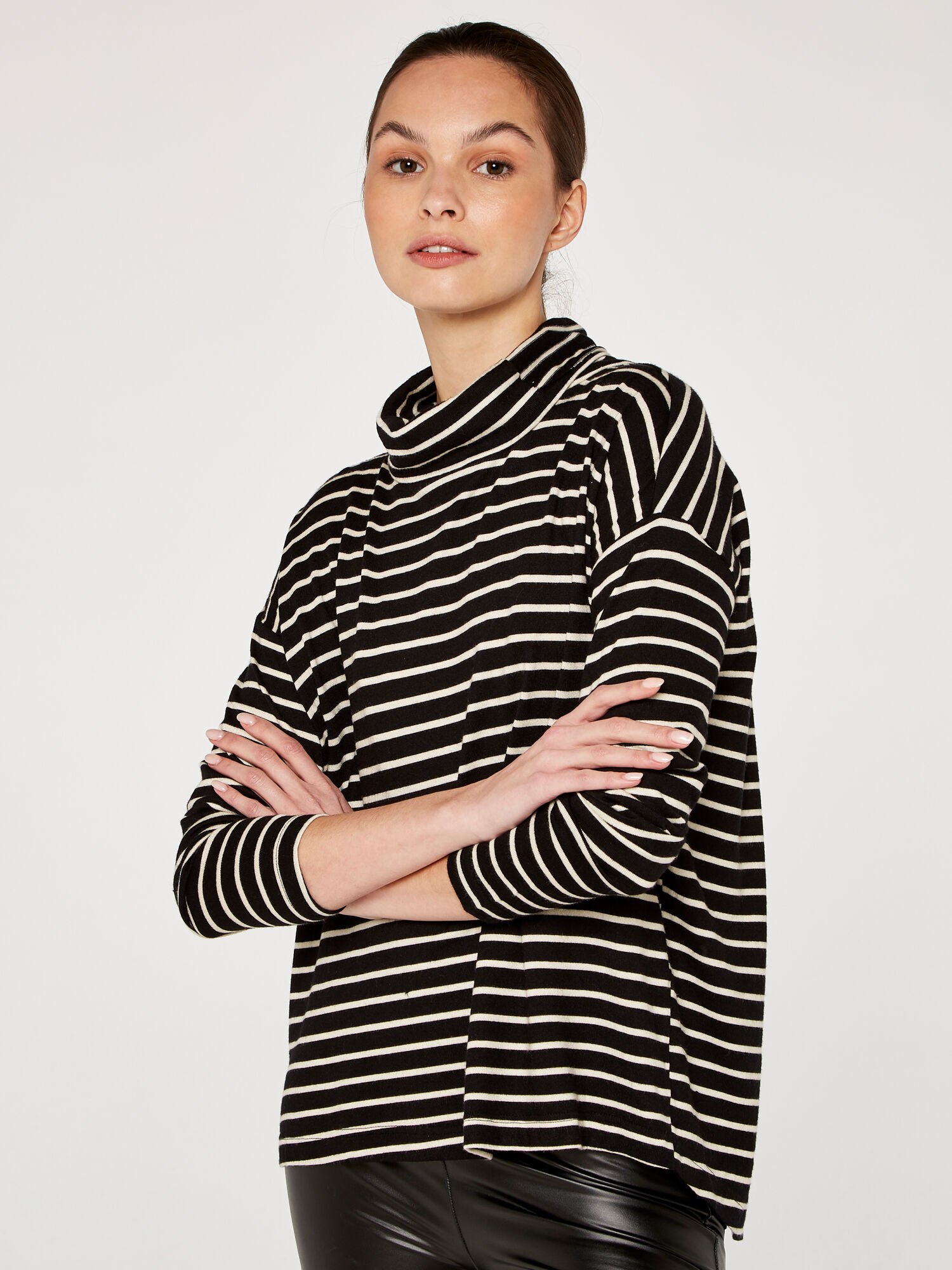 Striped cowl deals neck sweater