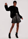 Tiered Fur Jacket, Black, large