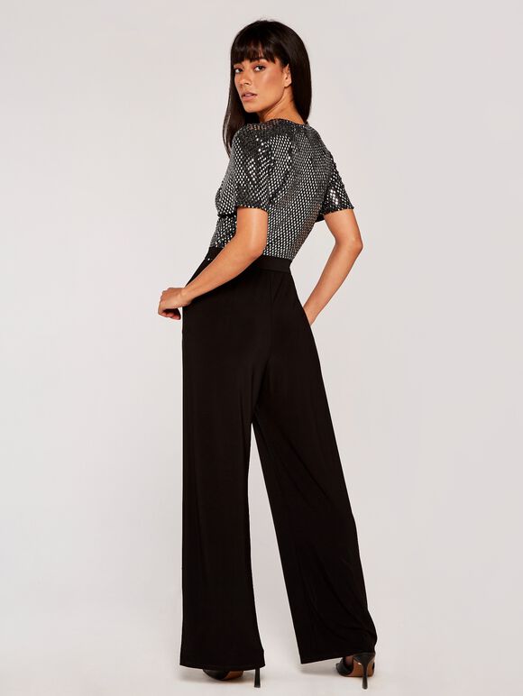 Diamond Sequin Jumpsuit, Black, large