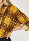 Yellow Plaid Knot Front Shirt, Mustard, large