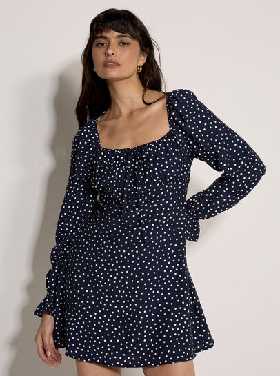 Polka Dot Milkmaid Mini Dress