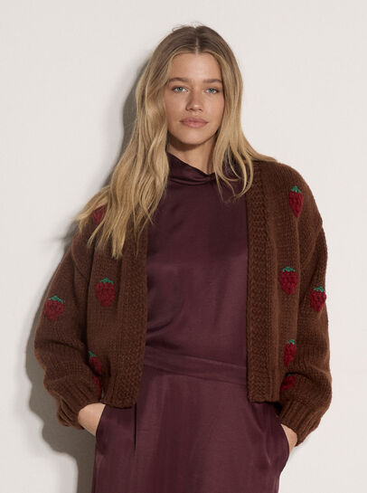 Chunky Knit Strawberry Cardigan