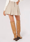 Pleated Herringbone Mini Skirt, Stone, large