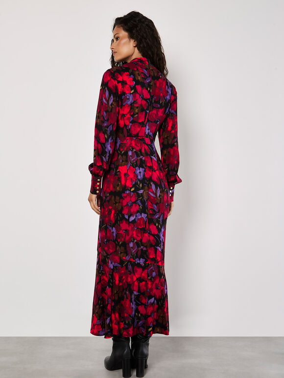 Floral Midaxi Dress, Red, large