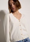Scallop Hem Cardigan, Cream, large