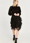 Mesh Skirt Jumper Dress, Black, large