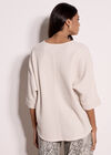 Waffle Knit Batwing Top, Stone, large