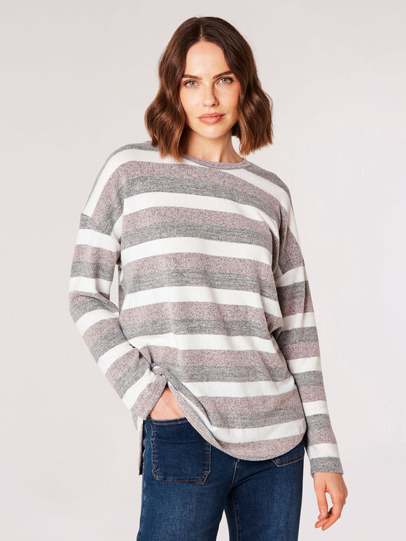Soft Touch Stripe Top, Pink, large