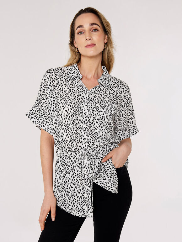 Ikat Dot Shirt, White, large