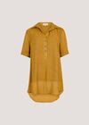 Slub Shimmer Relaxed Blouse, Mustard, large