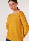 Waffle Knit Aran Jumper, Mustard, large