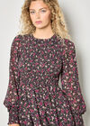 Ditsy Floral Smocked Mini Dress, Pink, large