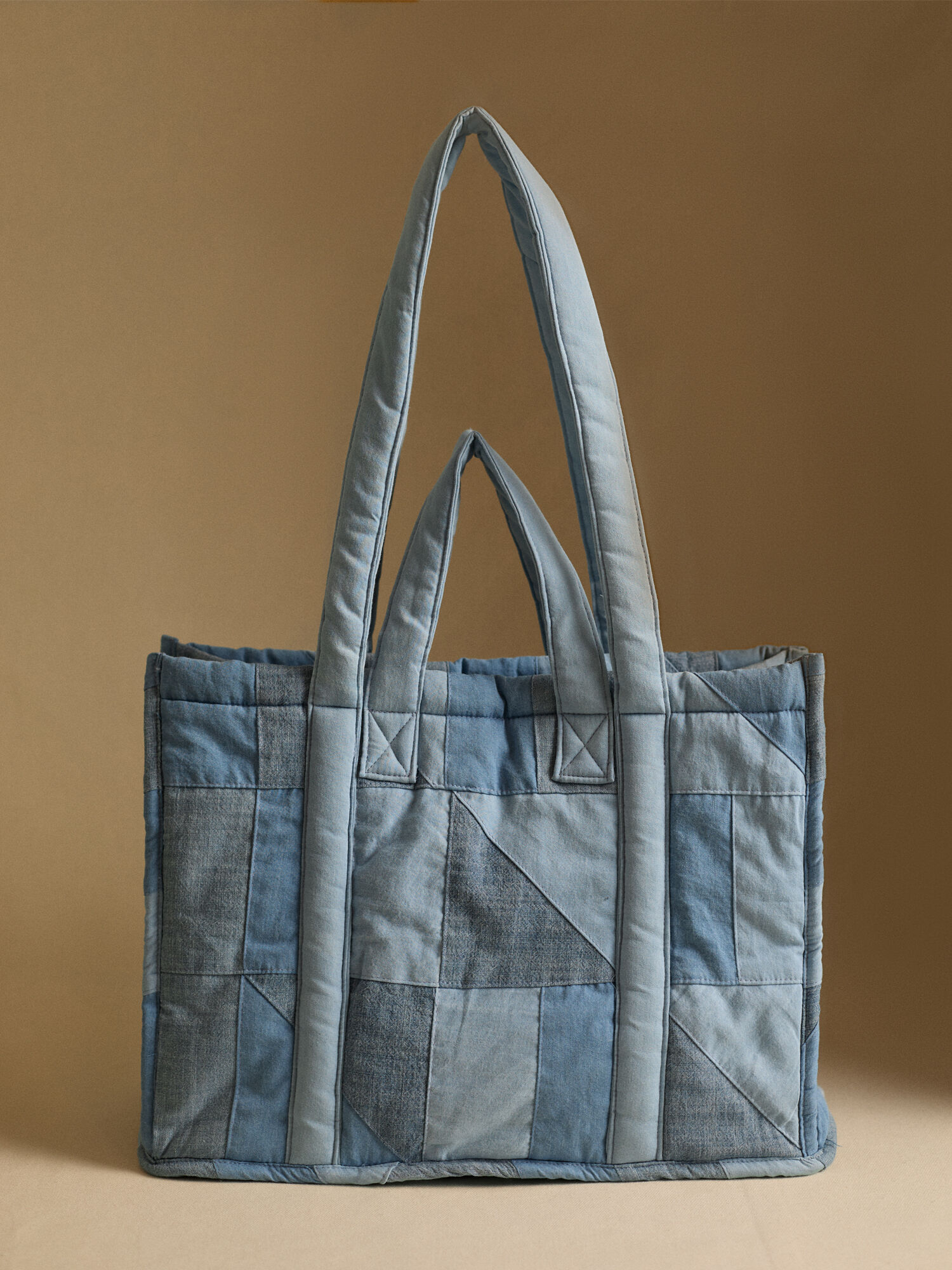 Cotton Denim Patchwork Tote Bag | Apricot Clothing