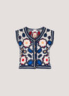 Floral Crochet Waistcoat, Navy, large