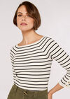  Stripe Ribbed Jumper, White, large