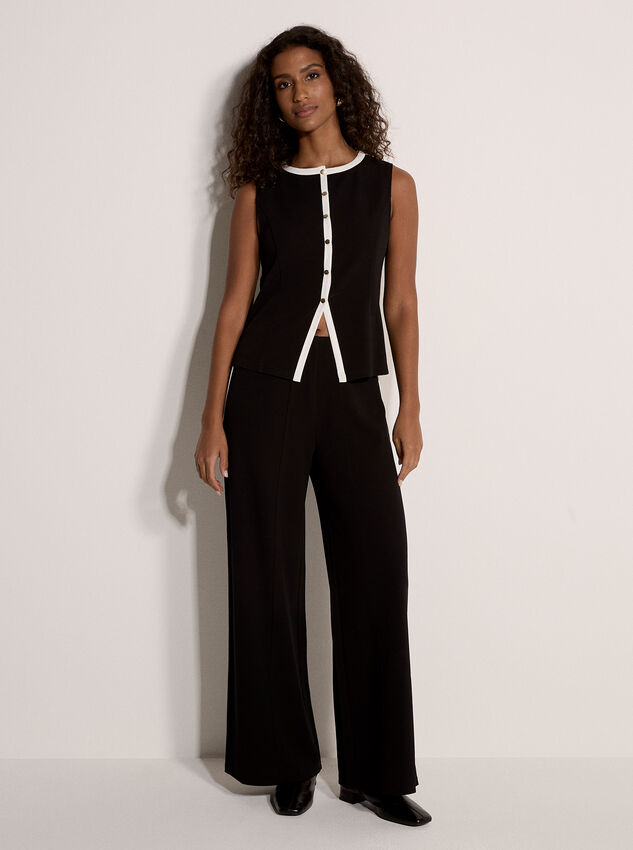 Jersey Crepe Monochrome Waistcoat, Black, large