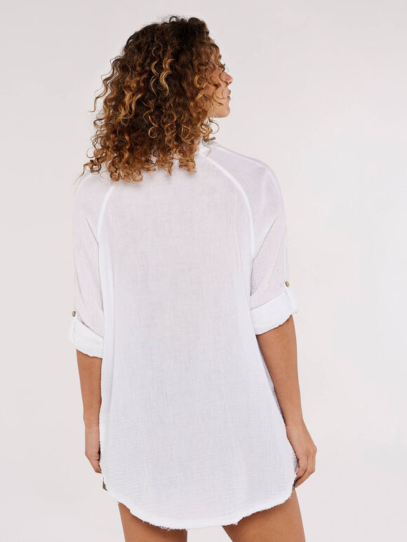 Tetra Oversized Shirt, White, large
