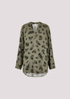 Botanical Leaf Lightweight Blouse, Khaki, large