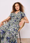 Painterly Roses Wrap Maxi Dress, Mint, large