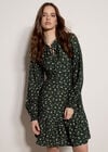 Ditsy Floral Mini Skater Dress, Green, large