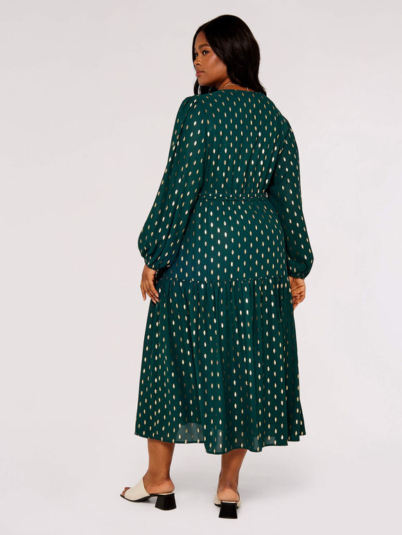 Curve Foil Oval Midi Dress, Green, large