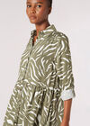 Zebra Print Shirt Mini Dress, Khaki, large