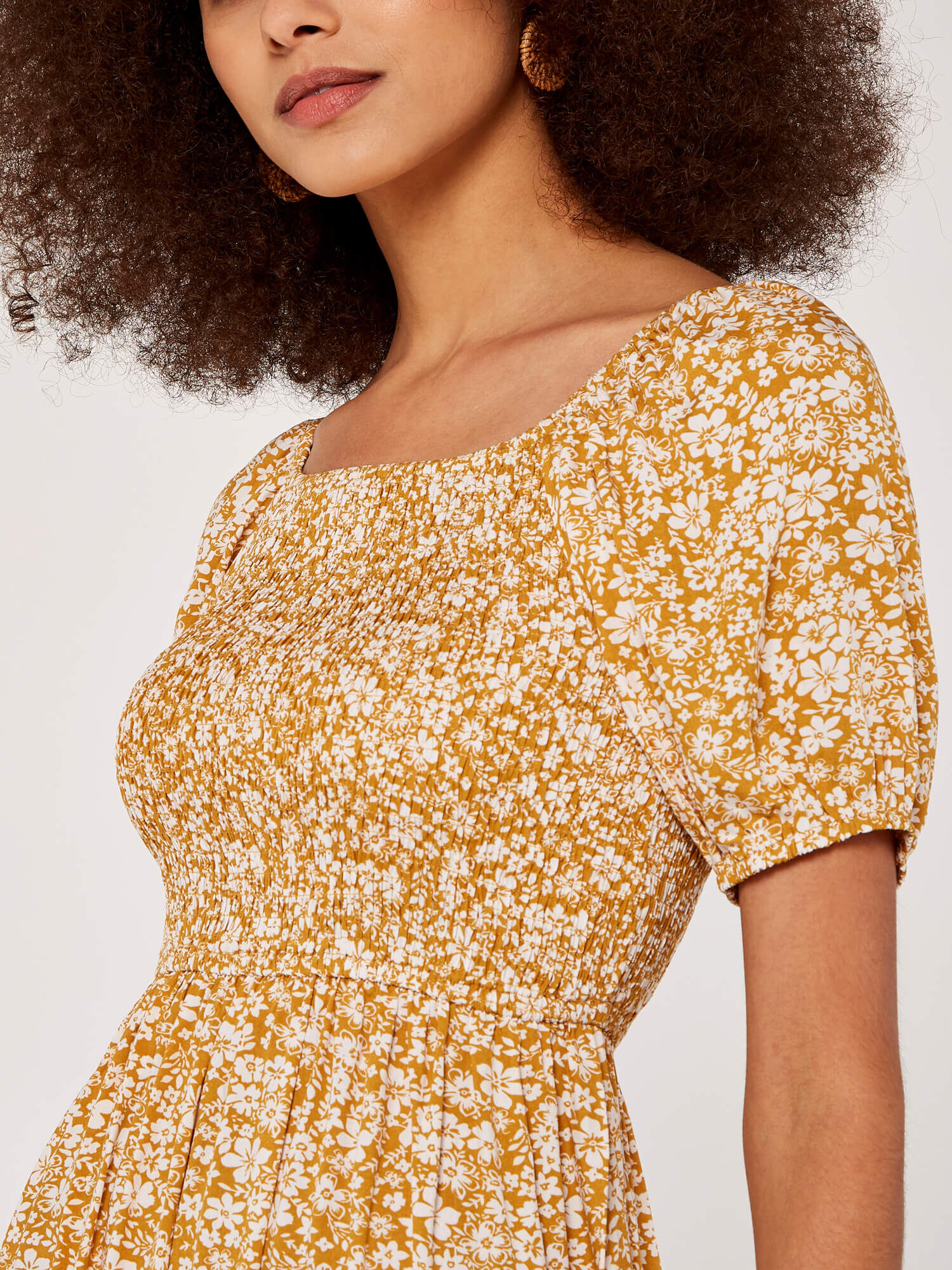 Midi dress mustard outlet