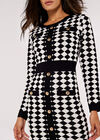 Diamond Print Mini Dress, Black, large