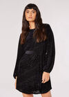 Animal Velvet Burnout Mini Dress, Black, large