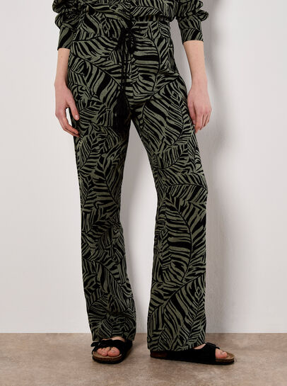 Leaf Linen Blend Wide Leg Trousers