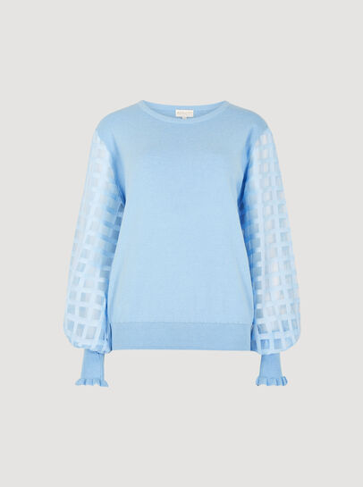 Contrast Organza Sleeves Jumper