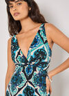 Tile Print Jersey Maxi Dress, Aqua - Turquoise, large