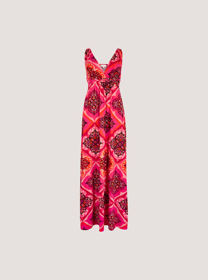 Tile Print Jersey Maxi Dress