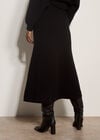 Ribbed Knit A-Line Maxi Skirt, Black, large