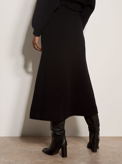 Ribbed Knit A-Line Maxi Skirt