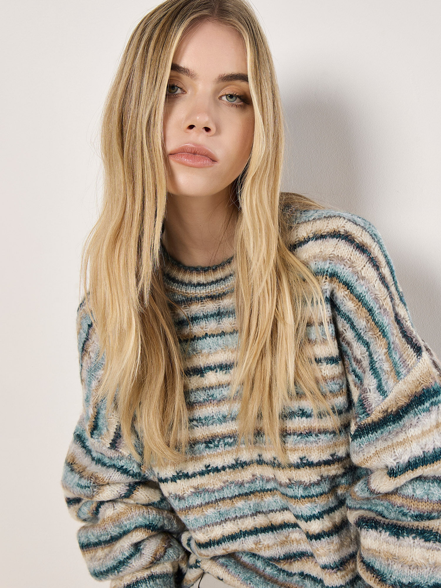 【WONDER WONDER】Mints Stripe Brush Angora Zipper Knit OP Okulary oprawki Damskie More & More 50511 950 54