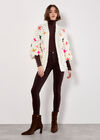 Chunky Knit 3D Flower Cardigan, Cream, large