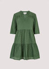 Broderie Anglaise Mini Dress, Khaki, large