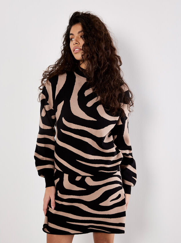 Zebra Print Jumper, Black, large