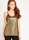 Gold Metallic V-Neck Cami , Yellow, large