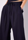 Pinstripe Wide Leg Tailored Trousers, Navy, large