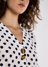 Polka Dot Bell Sleeve Blouse, White, large