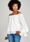 Floral Vine Embroidered Bardot Top, Cream, large